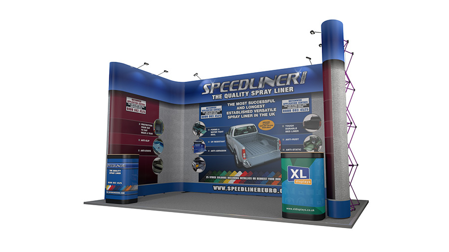 XL Jumbo Pop Up Backwall Exhibition Stand 5m x 3m Can be Used in Multiple Configurations 